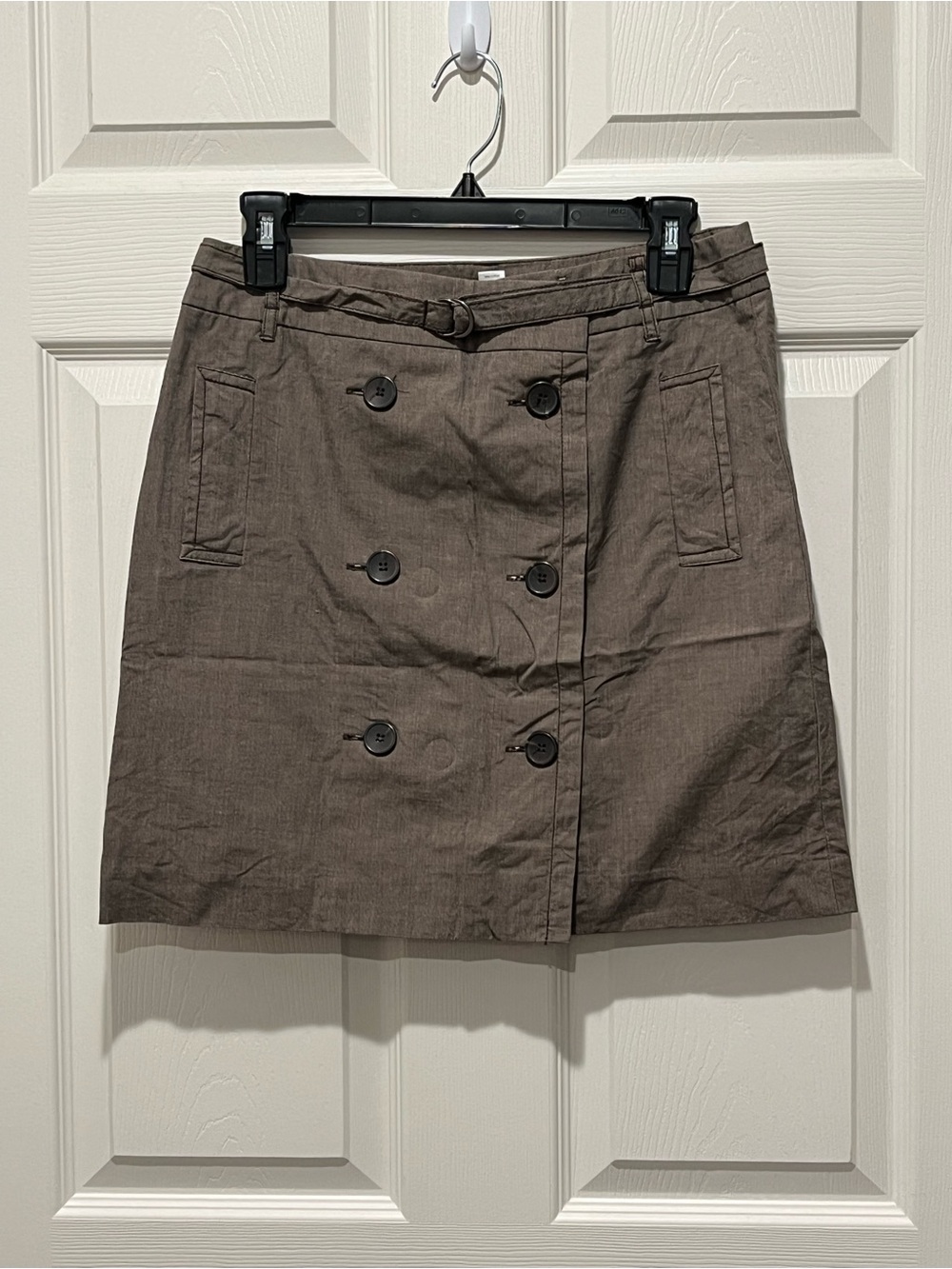 Womens LOFT Brown Double-Breasted Belted Skirt